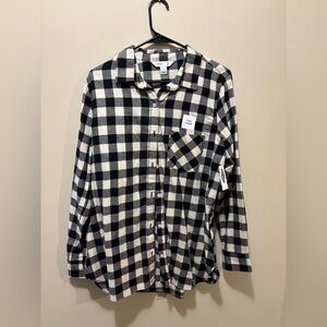 Old Navy Black and White Plaid Tunic Shirt